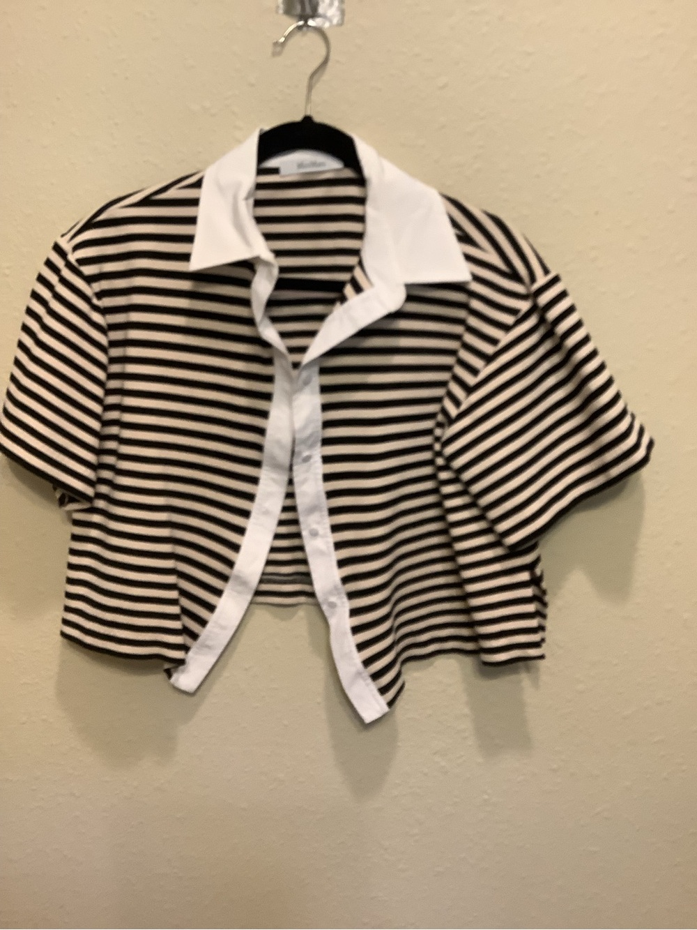 MaxMara Black and White Striped Cropped Top